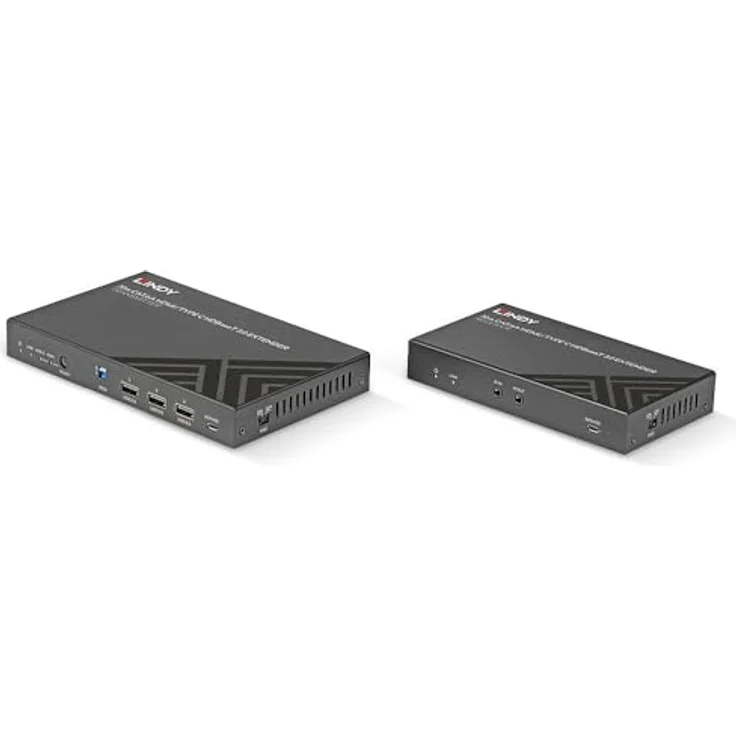 Lindy 70m Cat.6A TypeC & HDMI HDBaseT 3.0 KVM Extender (38346), 4K60 Unterstützung, HDMI und USB Anschlüsse, schwarz – Bild 2