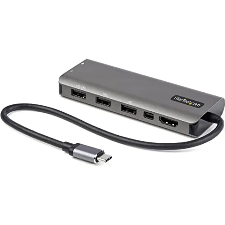 StarTech.com USB-C Multiport Adapter - USB-C auf HDMI oder Mini DisplayPort 4K 60Hz, 100W Power Delivery Pass-Through, 4-Port 10 Gbit/s USB Hub - USB Typ-C Mini Dock - 30cm Kabel (DKT31CMDPHPD)