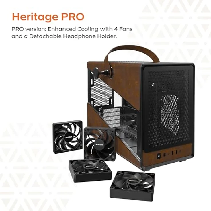 Montech HERITAGE PRO PC-Gehäuse, Midi-Tower, Micro-ATX, Tempered Glass - schwarz – Bild 5