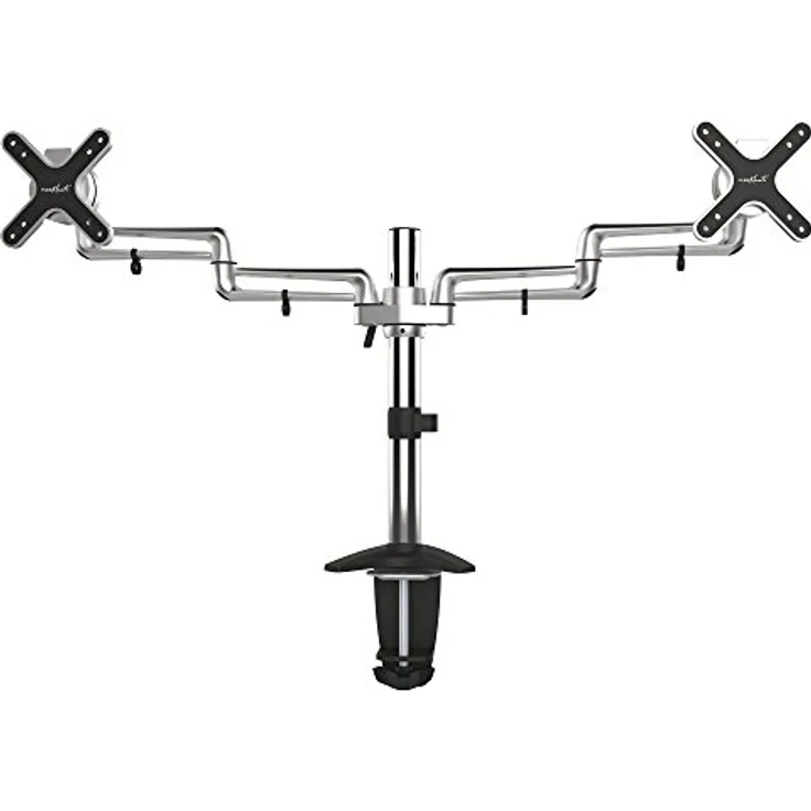 PureMounts PM-STYLE-DM-23D Schreibtisch Halterung für 2 Monitore bis 69cm (27 Zoll), schwenkbar, neigbar, drehbar VESA 100, Armlänge: 2x32cm – Bild 2