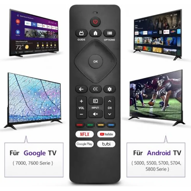 Mycotech Fernbedienung für Philips Smart TVs, kompatibel mit Google TVs und Android TVs, sofort einsatzbereit mit Direktwahltasten für Netflix und YouTube – Bild 6