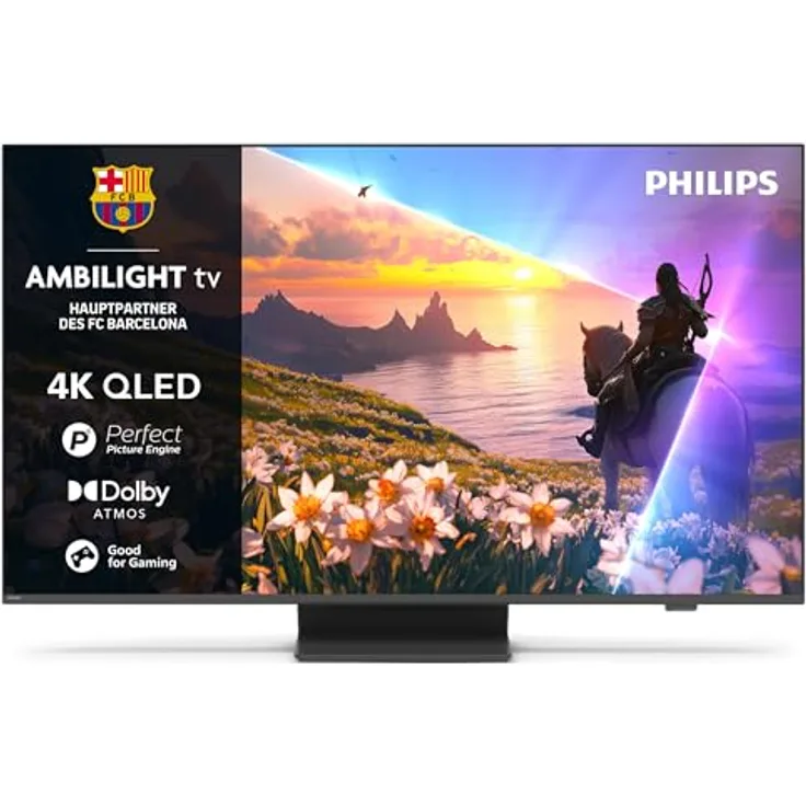 Philips Ambilight 55PUS8600, 55 Zoll 4K QLED Smart TV mit P5 Perfect Picture Engine, Titan OS, Dolby Vision und Dolby Atmos Sound