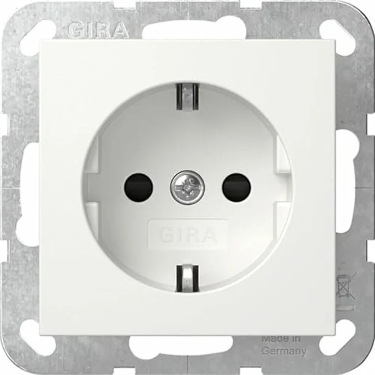 Gira 445303 SCHUKO-Steckdose mit Shutter Berührungsschutz System 55 Reinweiß glänzend – Bild 1