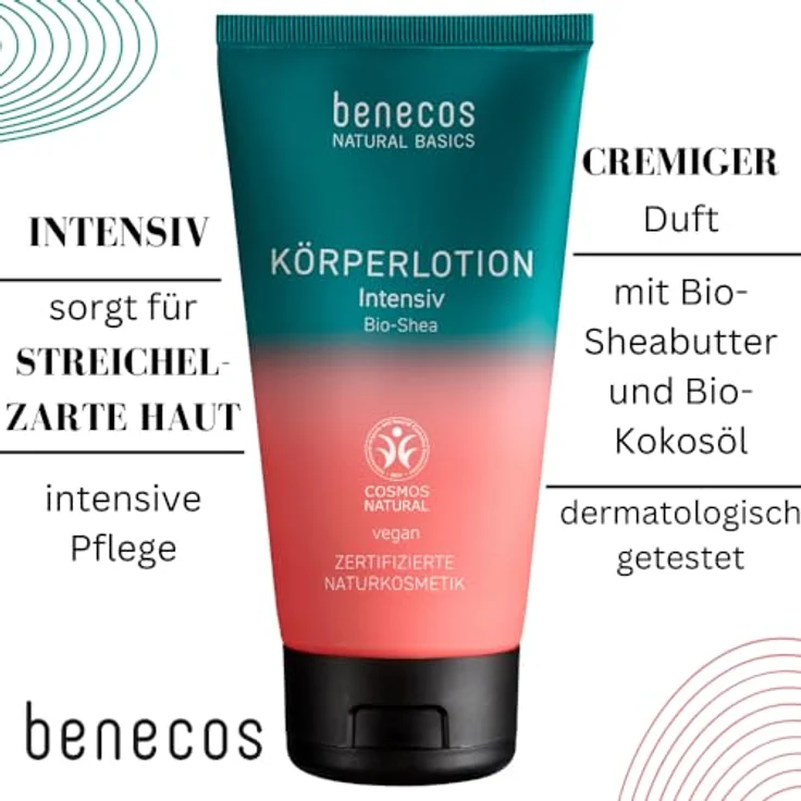 benecos Natural Basics - Körperlotion Intensiv - Bio-Shea - 150ml - vegan - derm. getestet – Bild 4