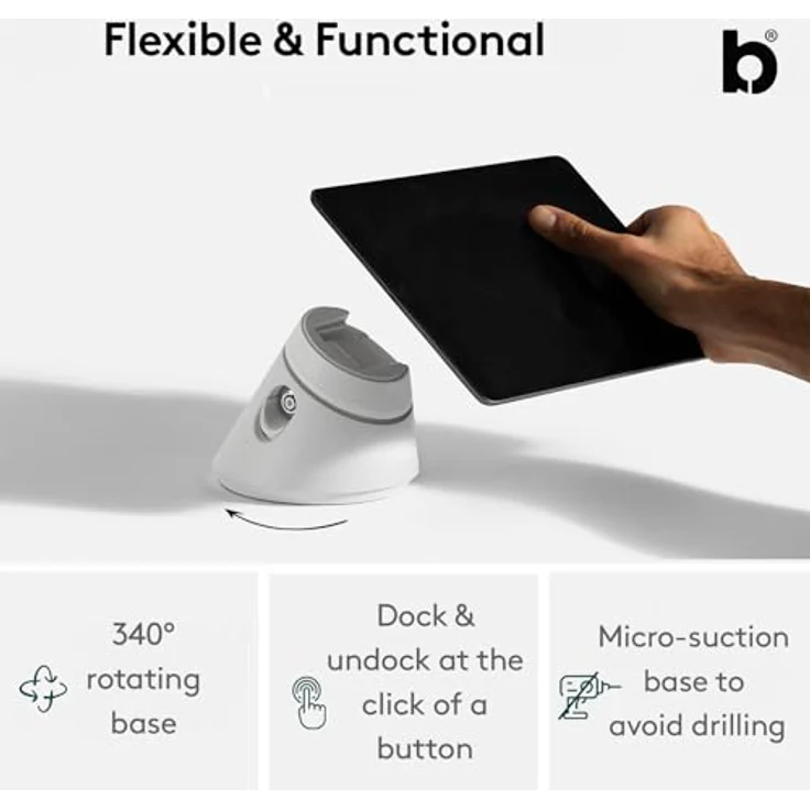 BOUNCEPAD Click - universelle und sichere Tischhalterung/Dockingstation kompatibel mit iPad und Tablet, schwarz – Bild 2