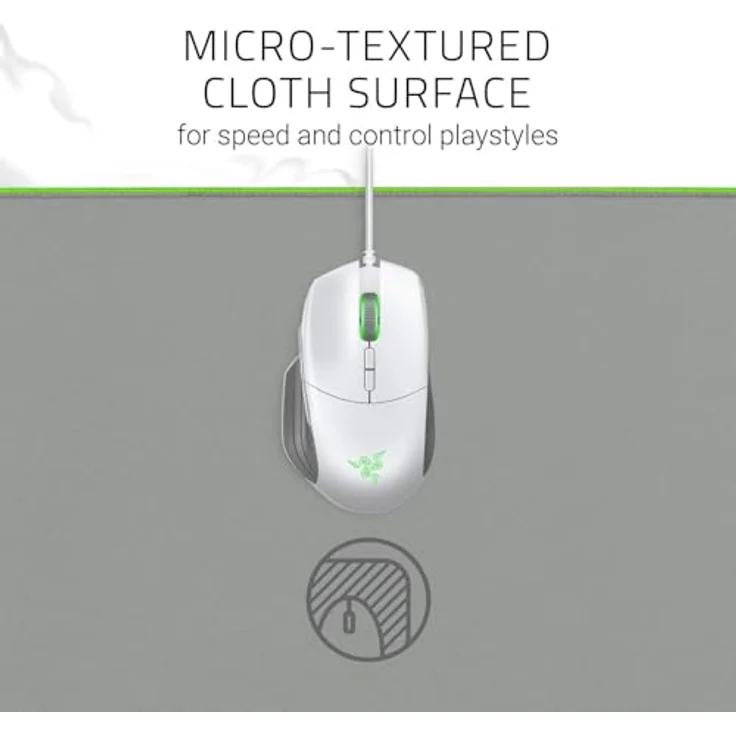 Razer Goliathus Extended Chroma Mercury - Extra große weiche XXL Gaming Maus-Matte mit RGB Beleuchtung (Kabelhalterung, Stoff-Oberfläche, gesteppter Rand, optimiert für alle Mäuse) Weiß – Bild 4