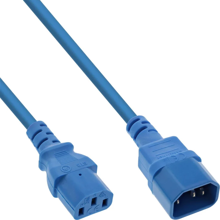 InLine Verlängerungskabel, 55er Bulk-Pack Kaltgeräteverlängerung, C13 auf C14, blau, 1m