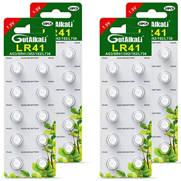 GutAlkaLi AG3 LR41 1.5V Alkaline Knopfzellen Batterien, 40 Stück ohne Quecksilber für Uhren, LED Kerzen, Spielzeuge und mehr – Bild 1