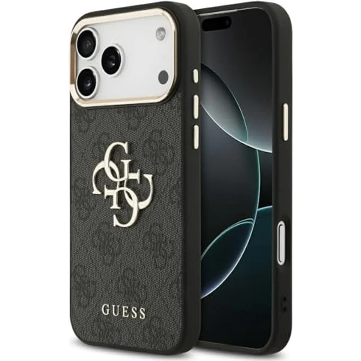 CG MOBILE Guess 4G Groß 4G Klassiker Logo Hülle für iPhone 17 Pro Max, Schwarz/Gold, Kunstleder/TPU/PC, Hoher Schutz und präzise Passform – Bild 1