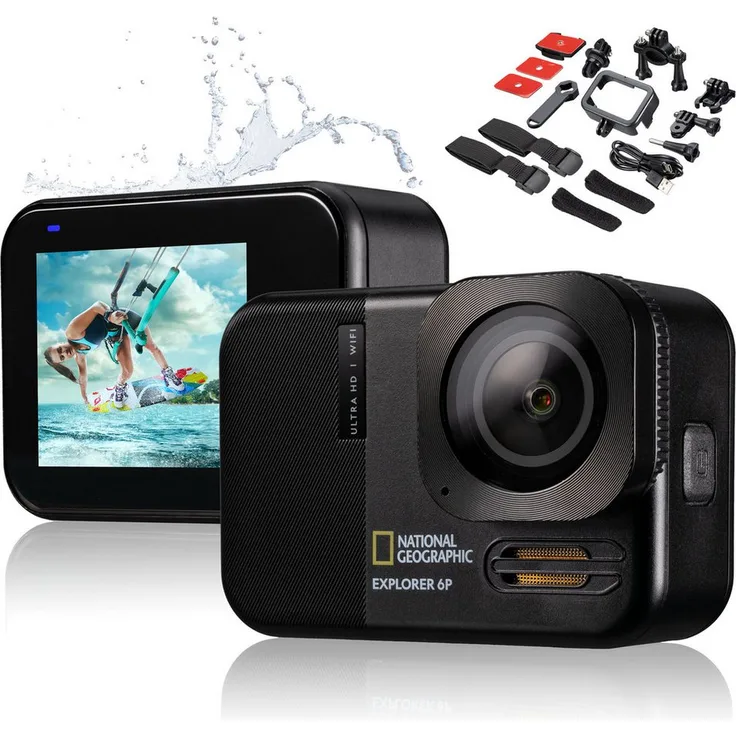 NATIONAL GEOGRAPHIC 4K Ultra-HD 60fps WLAN Action Cam Explorer 6P, wasserdicht bis 15 m