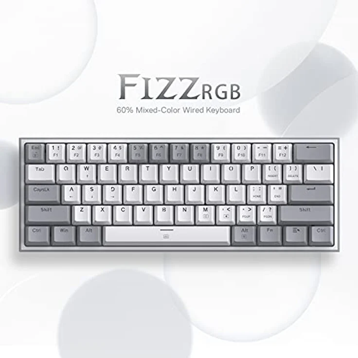 Redragon K617 Fizz RGB, Mechanische Gaming Tastatur, Kabelgebunden, Weiss/Grau, QWERTY Layout – Bild 2
