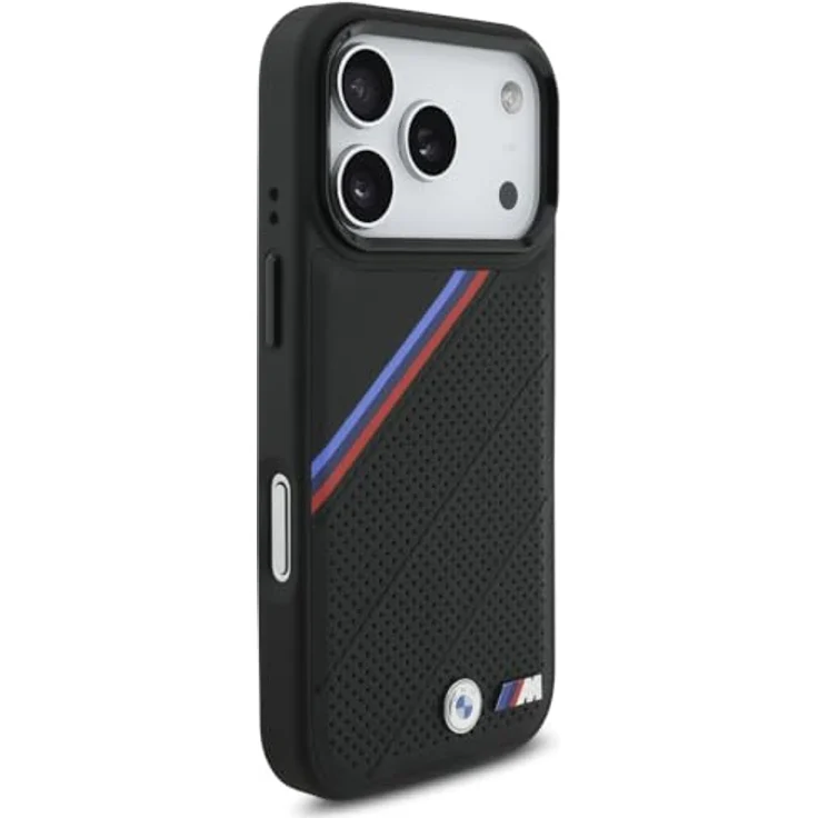 BMW Etui M Tricolor Metal Logo MagSafe für iPhone 17 Pro, Schwarzes Smartphone Backcover mit sportlichem Design und hochwertigem Kunststoff – Bild 4