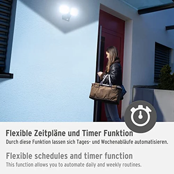 Brennenstuhl Connect WiFi LED Duo Strahler WFD 3050 P (30W, 3500lm, IP54, diverse Lichtfunktionen über App steuerbar, Außenstrahler zur Wandmontage mit Bewegungsmelder) – Bild 3