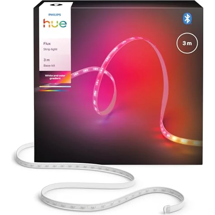 Philips Hue Flux 3m LED-Lightstrip, 1200 lm, RGBWWIC, flexible Innenbeleuchtung, Chromasync™-Farben, zuschneidbar, erweiterbar, App- und Sprachsteuerung – Bild 1
