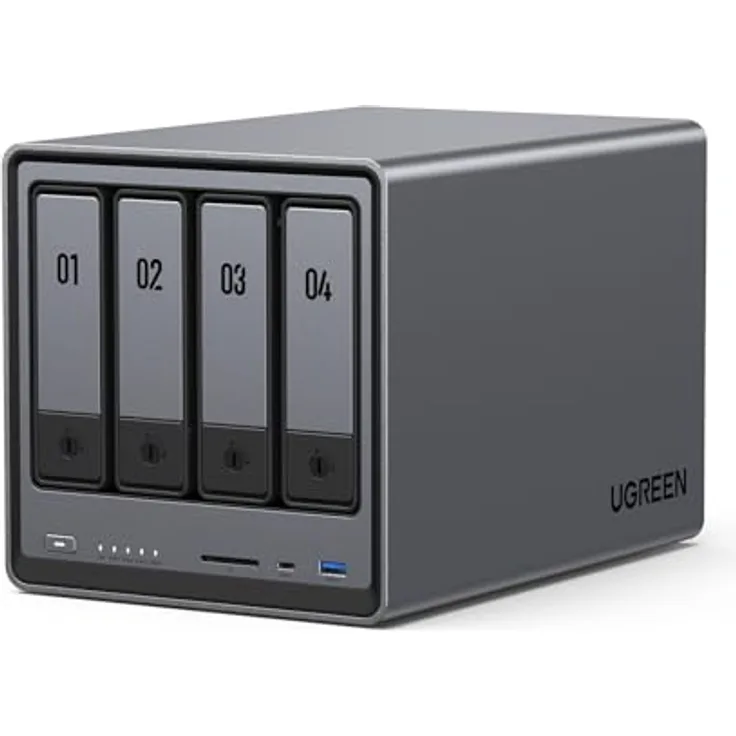UGREEN NASync DXP4800 4-Bay Desktop NAS, Intel N100 Quad-Core CPU, 8GB DDR5 RAM, 32G eMMC, 2 * 2,5GbE, 2*M.2 NVMe-Steckplätze, 4K HDMI, Network Attached Storage (Diskless)