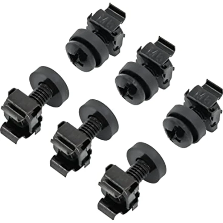 BIGtec 20 x M6 Käfigmuttern 19'' Montage-Schrauben Käfigmutternset Rackschrauben – Bild 2