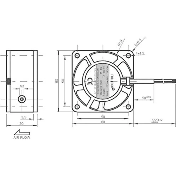 SEPA UF60D23BHW, Axiallüfter 230 V/AC, 14 m³/h, kompakt 60 x 60 x 30 mm – Bild 2