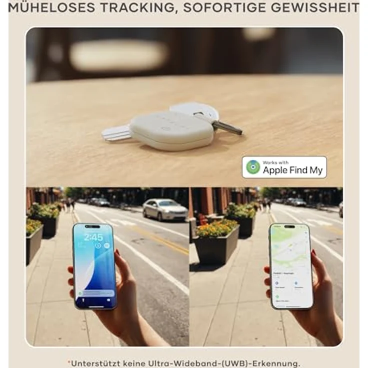 SATECHI FindAll Schlüsselanhänger, Tracker mit Find My, kabellos aufladbar, Trennungsalarm, lauter Signalton – Sand – Bild 3
