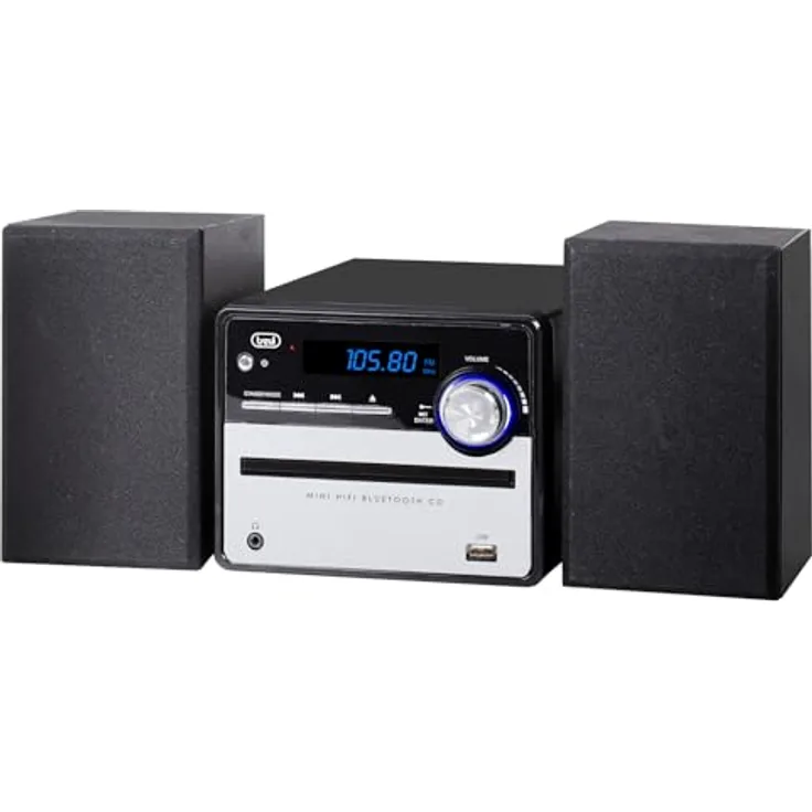 Trevi HiFi-Stereo HCX 10F6, Kompaktanlage mit digitalem PLL FM Stereo Tuner, CD/MP3-Player, Bluetooth, 20 W Ausgangsleistung, schwarz