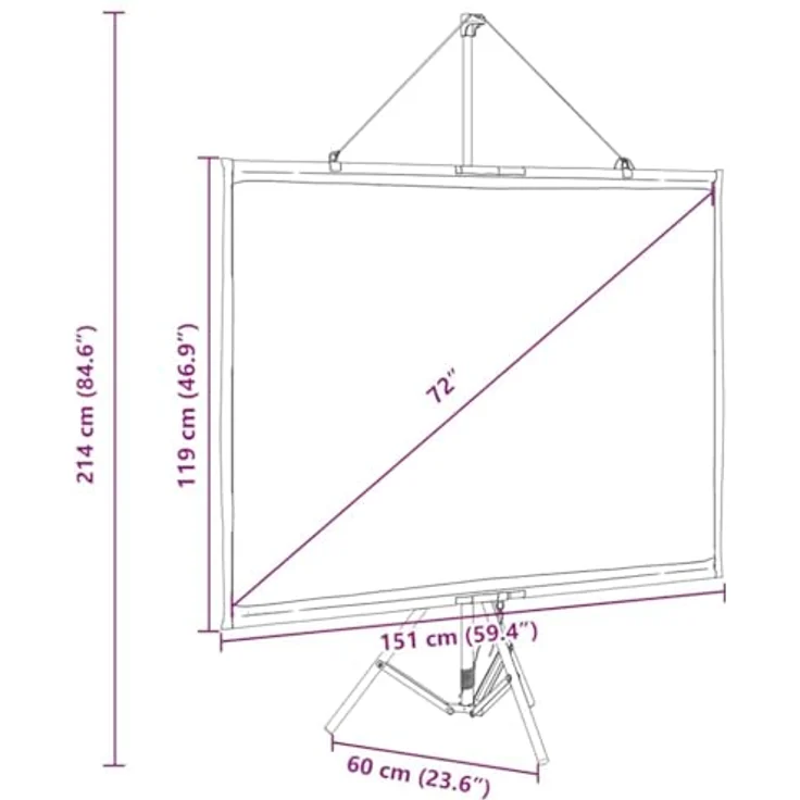 vidaXL Beamer Leinwand mit Stativ, 72 Zoll 4:3, matte Projektionswand, tragbar, Weiß – Bild 3