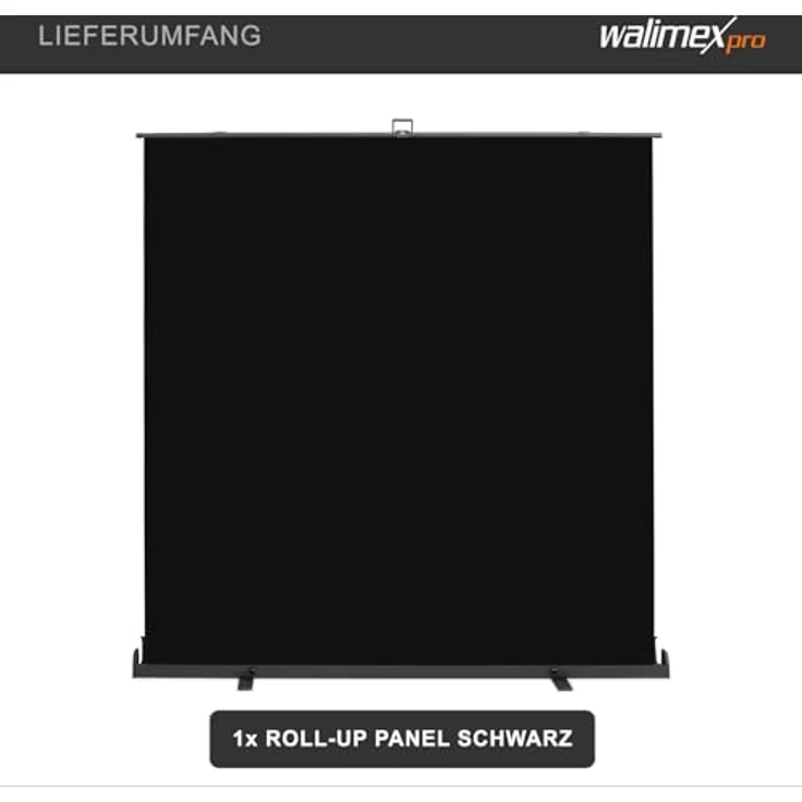 Walimex pro Roll-up Panel Hintergrund, Selbst stehend, Schwarz, 210 x 220 cm, pneumatischer Spannmechanismus – Bild 8