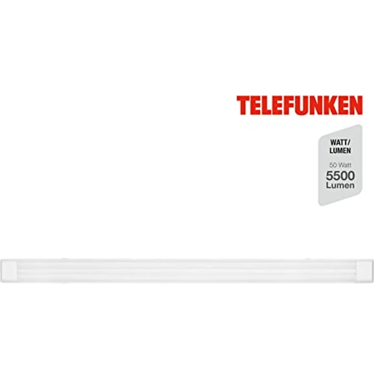 Telefunken - Led Unterbauleuchte 120 cm, Keller-Deckenlampe, Küchenschrank-Leiste, Werkstattlampe, Neutralweißes Licht, 50 W, 5500 lm, Weiß – Bild 2