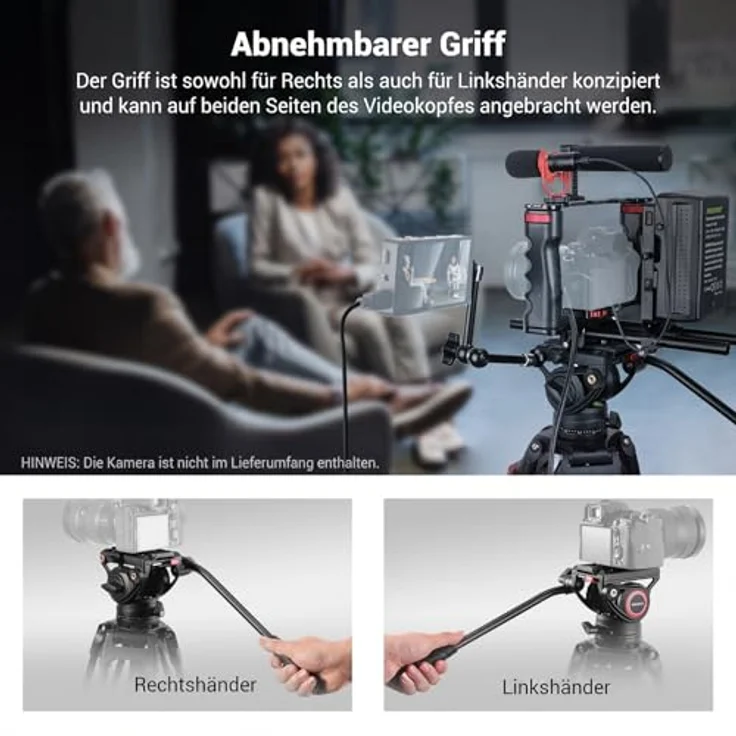 Neewer TP74 Videostativ mit Fluidkopf, QR Platte, höhenverstellbar 86-187 cm, für DSLR Kameras, Tragfähigkeit 8 kg – Bild 6