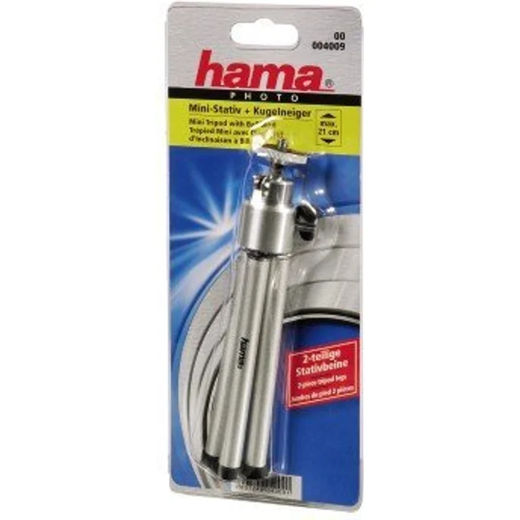 Hama Mini-Stativ für Handy, Kamera oder Action-Cam, mit 3D Kugelkopf, stabil, aus Metall, Silber – Bild 3