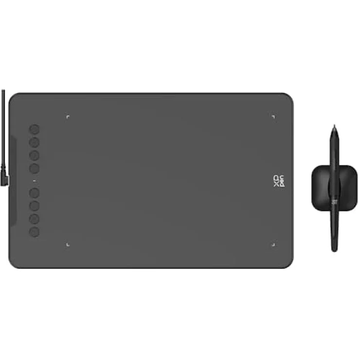 XP-Pen Deco 01 V3 Grafiktablet, 254 x 159 mm, 8192 Druckempfindlichkeitsstufen, 8 programmierbare Tasten, passiver Stift, beleuchtete Ränder – Bild 2