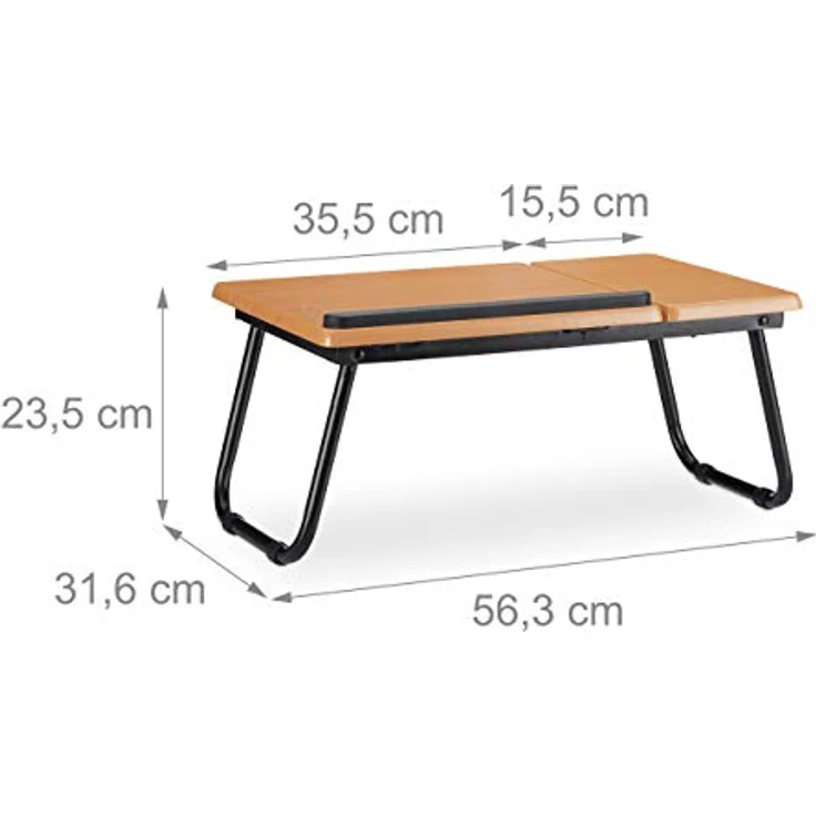 Relaxdays Laptoptisch neigbar, Notebookständer, klappbarer Betttisch, neigbar, HxBxT: 23,5 x 56,3 x 31,6 cm, MDF, natur – Bild 4