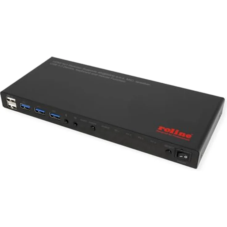 ROLINE KVM Switch, 4-Port HDMI 4K, USB, 1 User für 4 PCs, mit 3-Port USB-Hub und rutschfesten Gummifüßen – Bild 1