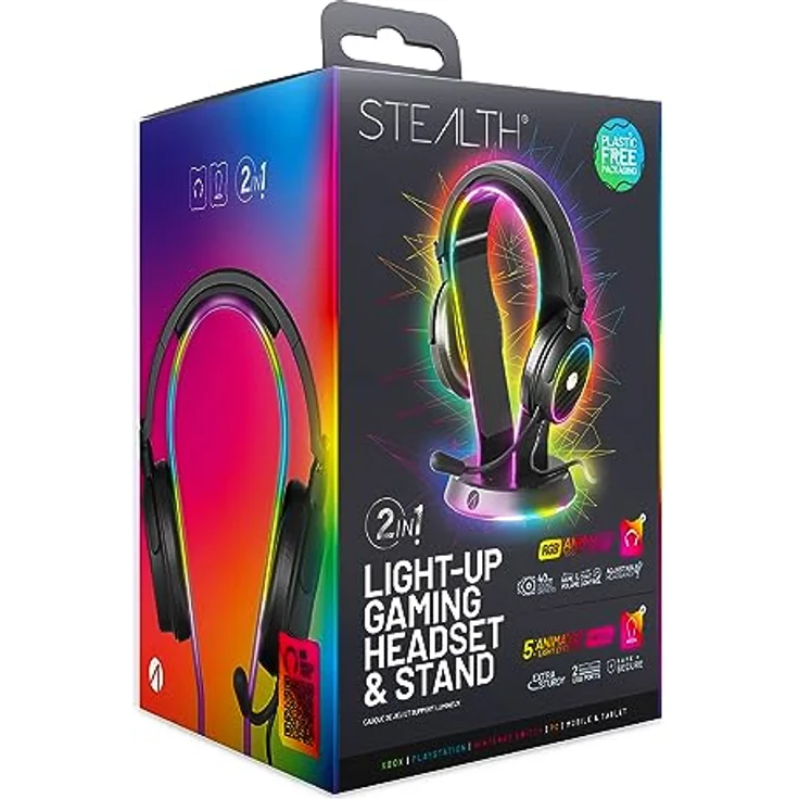 Stealth Regenbogen Gaming Headset Ständer mit Light-Up LED Headset - für PS4, PS5, XBox, Switch und PC [video game] – Bild 1
