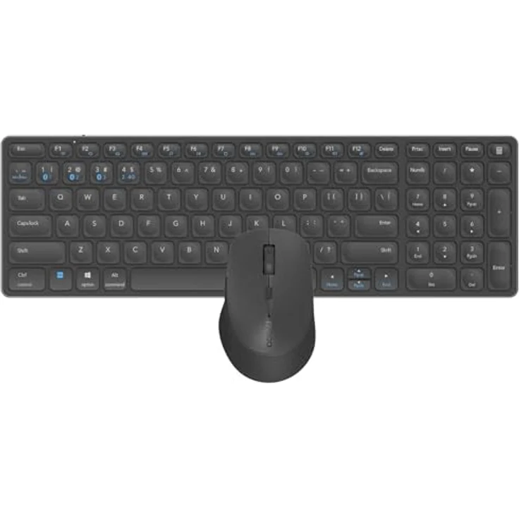 RAPOO 9700M Kabellose Tastatur und ergonomische Maus, QWERTY, Bluetooth, kompatibel mit Windows und Mac, leises Klicken, schwarz – Bild 1