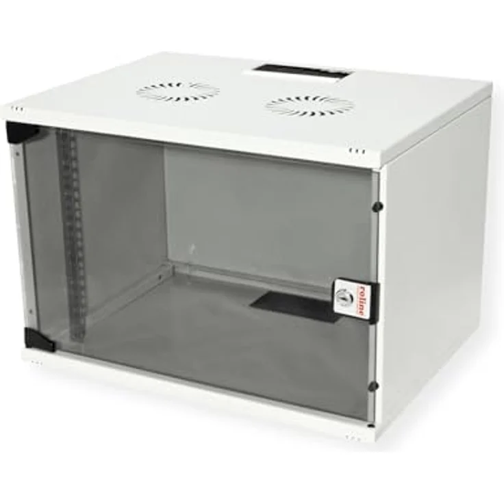 ROLINE 19-Zoll Wandgehäuse Basic 7 HE, 540x400 BxT Bausatz grau - Flatpack-Lieferung, Vollglastür, 19" Profilschienen – Bild 4