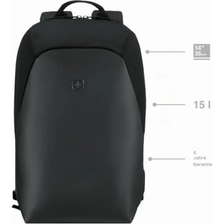 Wenger UrbanOne Light Backpack, Rucksack für Laptops bis 14" aus recycelten Materialien, schwarz – Bild 3