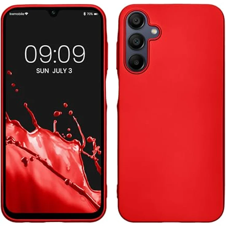 kwmobile Handyhülle für Samsung Galaxy A15 5G, Silikon Case mit metallisch schimmerndem Effekt, Metallic Dunkelrot – Bild 1