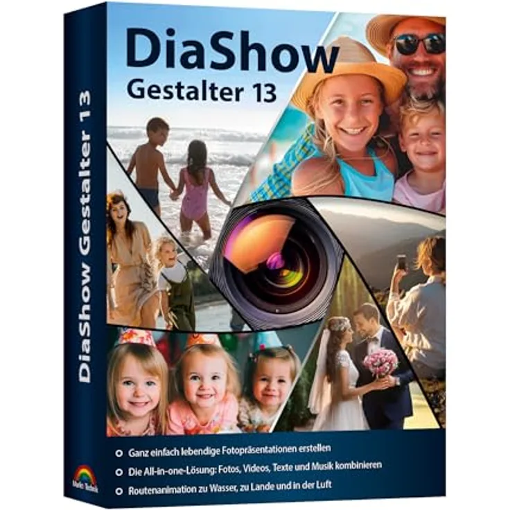 Markt + Technik Diashow Gestalter 13, Multimediashow Software für Windows 11, 10, 8.1, 7 mit Routenanimation und Sofort-Effekten
