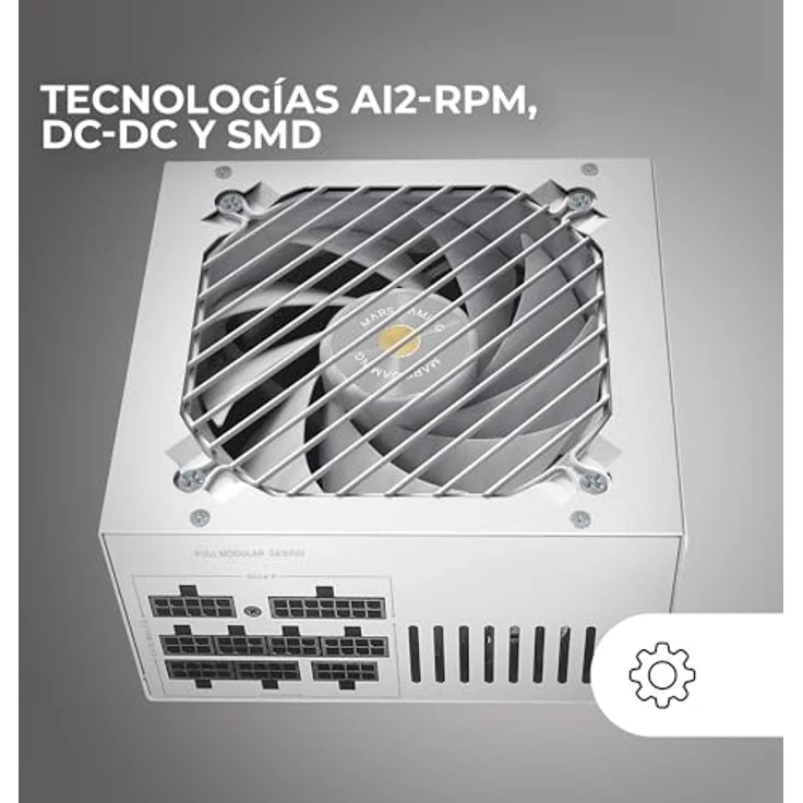 Mars Gaming MPB750SIM, Vollmodulares ATX 750W Netzteil, 80Plus Bronze, 90% Effizienz, 140mm SI Extreme Silence Lüfter, Weiß, 7 Jahre Garantie – Bild 5