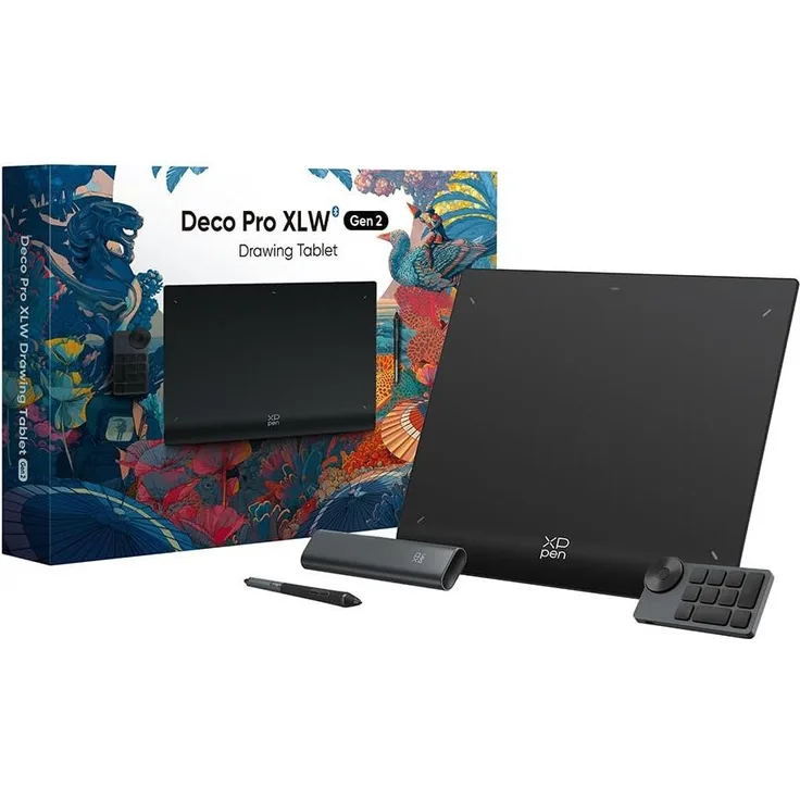 XP-Pen Deco Pro XLW Gen 2, Digitales Zeichentablett mit Bluetooth 5, 16K, 16384 Druckstufen, kompatibel mit Windows, macOS, Chrome OS, grau
