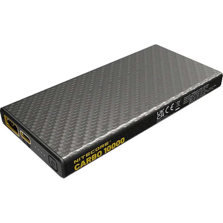 NiteCore Powerbank CARBO 10000 - 10000mAh, Leichte und kompakte Powerbank für unterwegs, schwarz