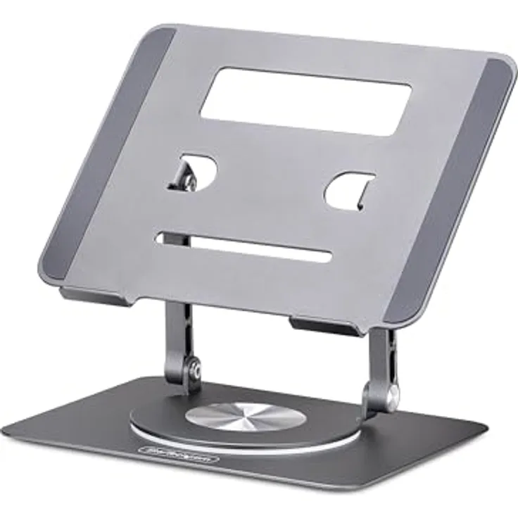 StarTech Drehbarer Laptop-Ständer, ergonomische Schreibtischerhöhung mit 360° Rotation, verstellbare Höhe/Neigung, Aluminium, bis 5 kg