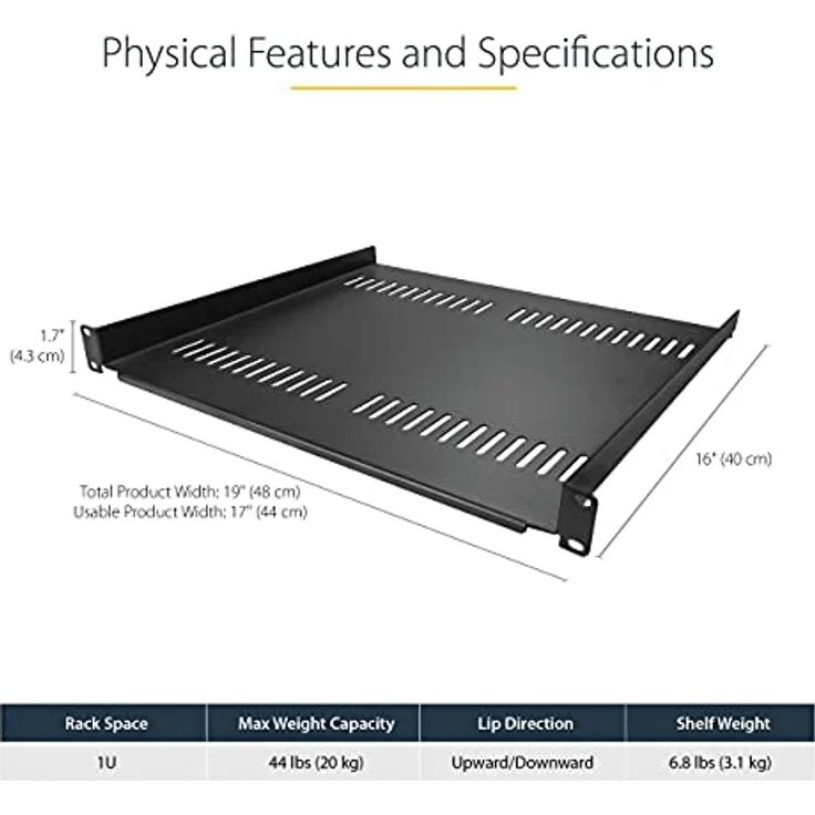 StarTech.com Belüfteter Server Rack Fachboden 1 HE - 40,6 cm Tief - Stahl - Preisvergleich – Bild 2
