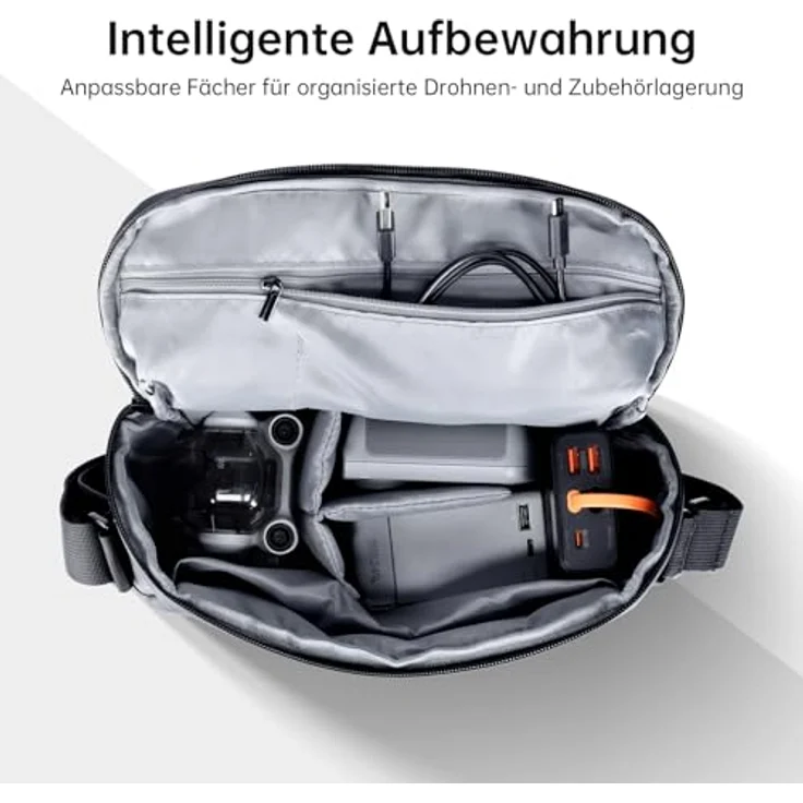 ROLLEI Fotoliner Drohnentasche, gepolsterte Umhängetasche mit flexiblem Hauptfach und Wasserabweisendem Material, Schwarz – Bild 3