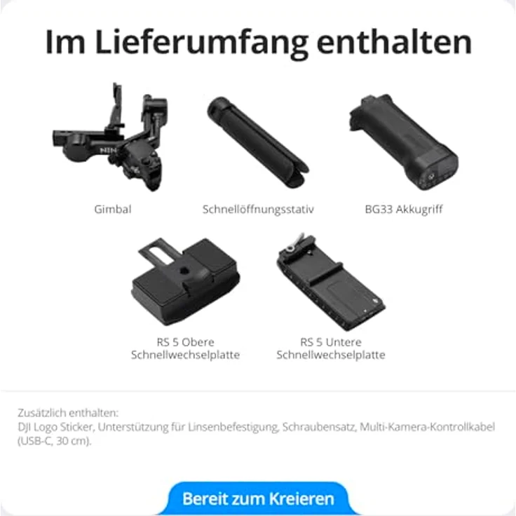 DJI RS 5 Standard, Gimbal mit 15 % verlängerter Akkulaufzeit, Nutzlast bis 3 kg, verbesserte Feinabstimmung und Z-Achsen-Anzeige – Bild 9