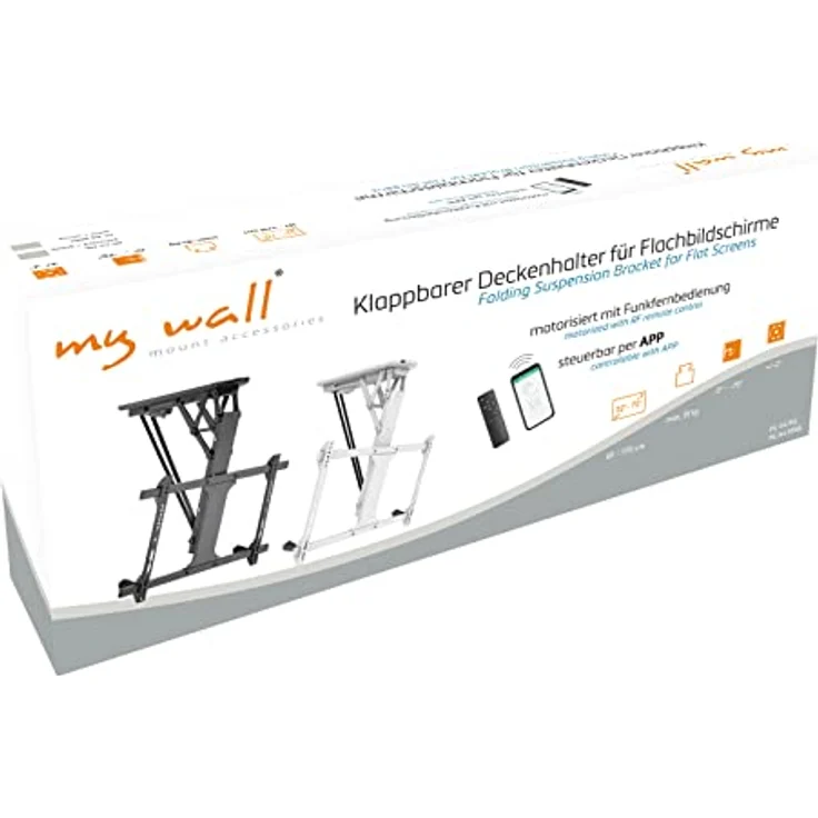 mywall HL44ML Motorisierter & klappbarer Smart Home Deckenhalterung für Fernseher für Bildschirmgrößen 32“ - 70“ (81-176 cm), Belastung bis 35 kg, mit Funk-Fernbedienung, mit Smart Home Funktion – Bild 2