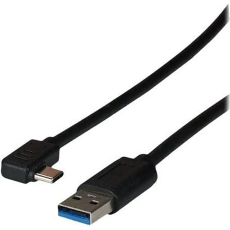 EFB NORDIC EFB-Elektronik USB-C Kabel, USB Typ A zu 24 pin USB-C gewinkelt, 1 m, Schwarz, USB 3.2 Gen 1
