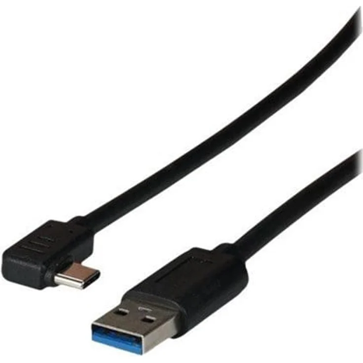 EFB NORDIC EFB-Elektronik USB-C Kabel, USB Typ A zu 24 pin USB-C gewinkelt, 1 m, Schwarz, USB 3.2 Gen 1