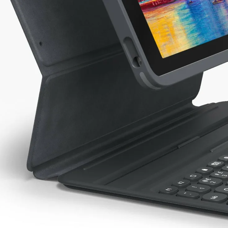 Zagg Pro Keys iPad 10.9 (10. Generation), Wireless Tablet-Tastatur mit abnehmbarer Hülle, beleuchteten Tasten und Apple Pencil Halter, Schwarz/Grau