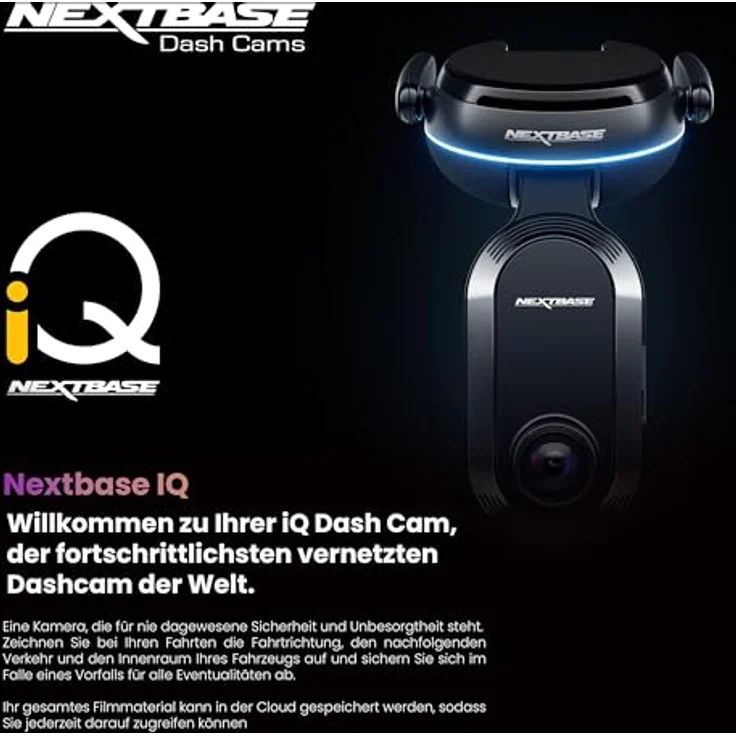Nextbase® iQ 2K Smart HD Dash-Cam Auto mit 4G/LTE und GPS, 64GB Micro SD Card Bundle, 1440p Dash Cam mit Front- & Innensicht, 1440p Dash Cam 4K mit Smart Sense Parking, Emergency SOS, Roadwatch AI – Bild 2