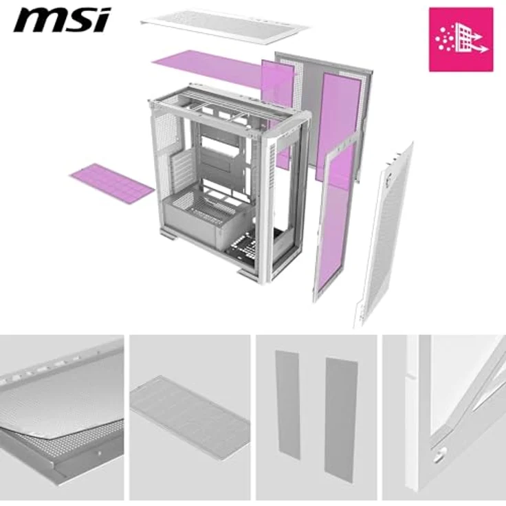 MSI MPG Velox 300R Airflow PZ, PC-Gehäuse in Weiß mit modernem Design und optimaler Kühlung – Bild 3